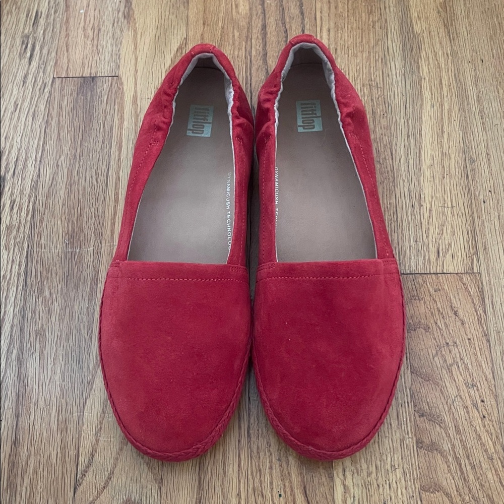 FITFLOP Siren Red Suede Leather Ballerina Slip-On Espadrilles/Flats-Size 8.5
